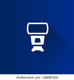Camera flash icon in Metro user interface color style. Photography equipment lighting