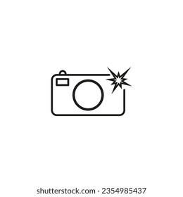 Camera with flash icon. Professional paparazzi concept. Photo shot light. Photography process. Vector illustration. EPS 10.