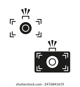 Camera Flash Icon. Simple Camera Symbol. Black and White Design. Vector Illustration.