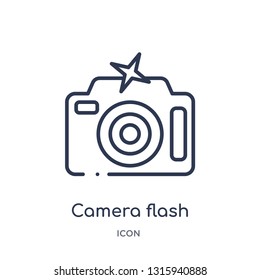 camera flash icon from technology outline collection. Thin line camera flash icon isolated on white background.