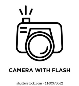 Camera with Flash icon vector isolated on white background, Camera with Flash transparent sign , linear symbol and stroke design elements in outline style