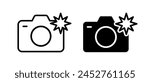 Camera flash icon vector set. Photo camera symbol