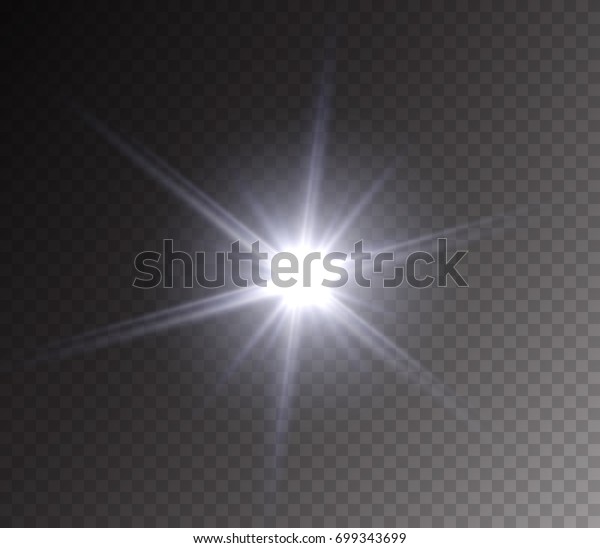 Camera flash light effect isolated on\
transparent background. White highlight, flashlignt or vivid star\
burst. Vector glow sparkle\
illustration.