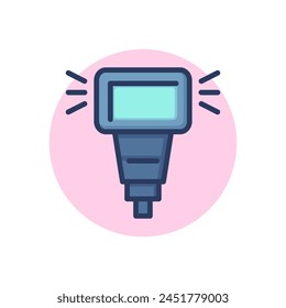 Camera flash line icon. Light, flare, beam outline sign. Photographer occupation, equipment concept. Vector illustration symbol element for web design and apps