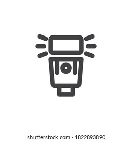 Camera flash line icon. linear style sign for mobile concept and web design. Speedlight flash outline vector icon. Symbol, logo illustration. Vector graphics
