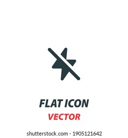 Camera flash off line icon in a flat style. Vector illustration pictogram on white background. Isolated symbol suitable for mobile concept, web apps, infographics, interface and apps design.