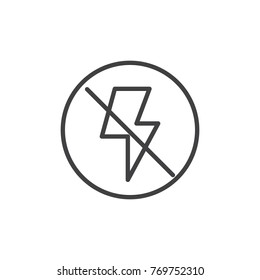 Camera Flash Off Line Icon, Outline Vector Sign, Linear Style Pictogram Isolated On White. No Photo Flash Light Symbol, Logo Illustration. Editable Stroke