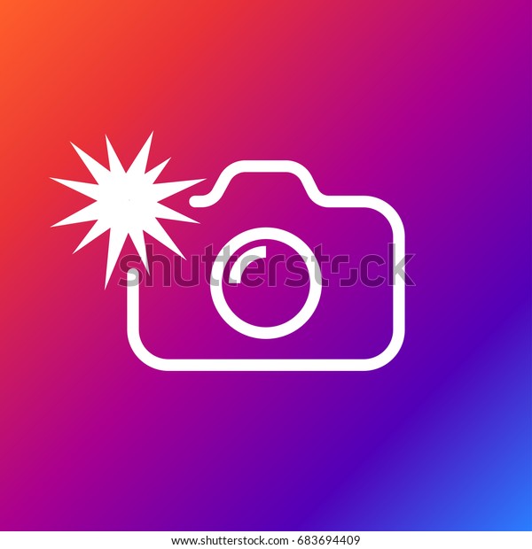 Camera flash rounded icon. Vector illustration\
style is flat iconic symbol white color on the color background.\
Editable stroke