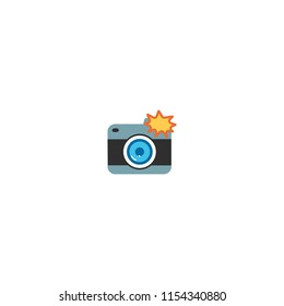 Camera With Flash Vector Flat Icon