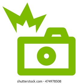 Camera Flash vector icon. Style is linear flat icon symbol, eco green color, white background.