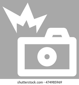 Camera Flash vector icon. Style is linear flat icon symbol, white color, silver background.