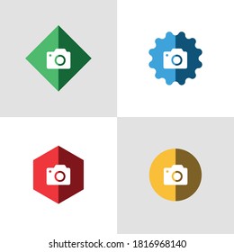 camera flat color icon set template