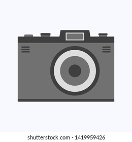 Camera flat design style on white background, vector illustration