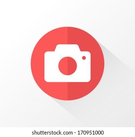 Camera flat icon / button, graphic design element