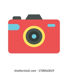 Camera with flat icon illustration