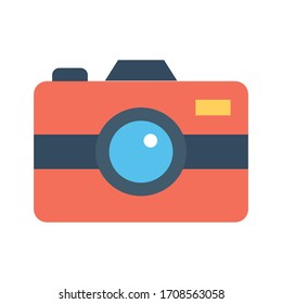 Camera with flat icon illustration