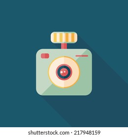 camera flat icon with long shadow