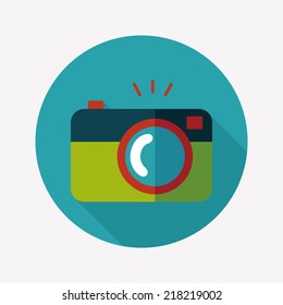 camera flat icon with long shadow