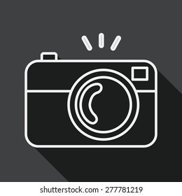 camera flat icon with long shadow, line icon