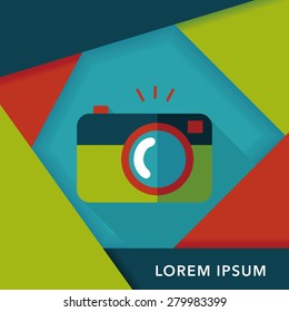 camera flat icon with long shadow
