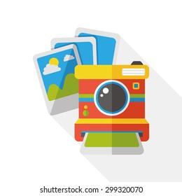Camera flat icon with long shadow
