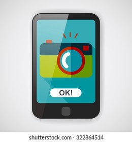 camera flat icon with long shadow