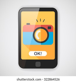 camera flat icon with long shadow