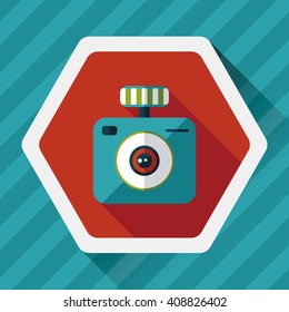 camera flat icon with long shadow