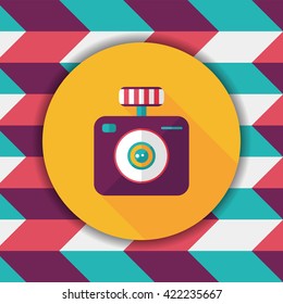 camera flat icon with long shadow
