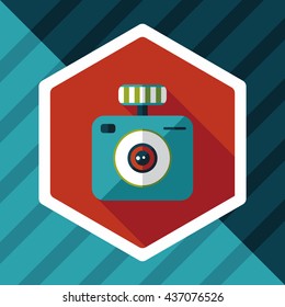 camera flat icon with long shadow