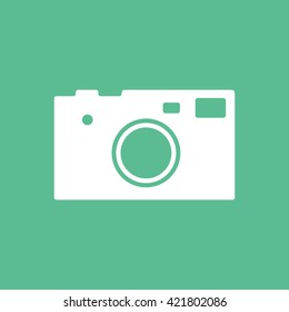Camera Flat Icon On Green Background