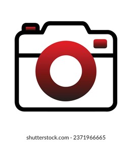 Camera flat icon, outline vector illustration isolated on white background