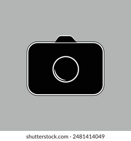 Flachbildschirm der Kamera. Fotokamera, einfaches digitales Icon. Schwarze Kamera isoliert. Vektorillustration 10 EPS