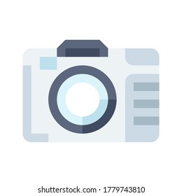 Camera flat icon. Photo Camera vector flat color sign.