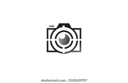 Ícone plano da câmera. logotipo da fotografia, ícone do logotipo da câmera ilustração vetorial