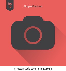 Camera Flat Icon. Simple Sign Of Technology. Vector Illustration Isolated On Colored Background