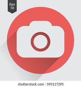 Camera Flat Icon. Simple Sign Of Technology. Vector Illustration Isolated On Colored Background