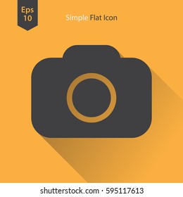 Camera Flat Icon. Simple Sign Of Technology. Vector Illustration Isolated On Colored Background