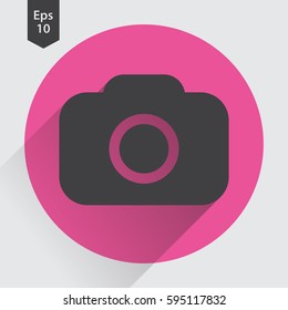 Camera Flat Icon. Simple Sign Of Technology. Vector Illustration Isolated On Colored Background