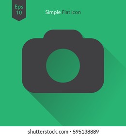 Camera Flat Icon. Simple Sign Of Technology. Vector Illustration Isolated On Colored Background