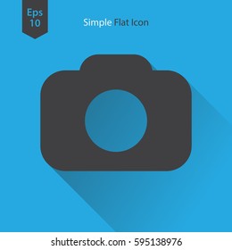 Camera Flat Icon. Simple Sign Of Technology. Vector Illustration Isolated On Colored Background