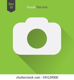 Camera Flat Icon. Simple Sign Of Technology. Vector Illustration Isolated On Colored Background