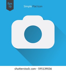 Camera Flat Icon. Simple Sign Of Technology. Vector Illustration Isolated On Colored Background