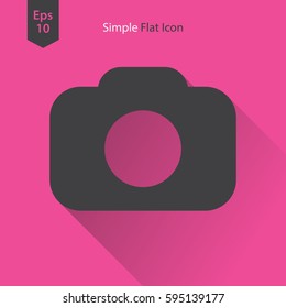 Camera Flat Icon. Simple Sign Of Technology. Vector Illustration Isolated On Colored Background