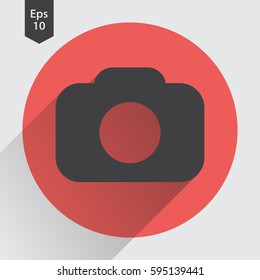 Camera Flat Icon. Simple Sign Of Technology. Vector Illustration Isolated On Colored Background