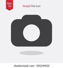 Camera Flat Icon. Simple Sign Of Technology. Vector Illustration Isolated On Colored Background