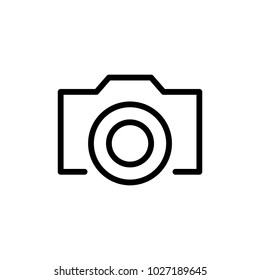 Camera flat icon. Single high quality outline symbol of info for web design or mobile app. Thin line signs of chat for design logo, visit card, etc. Outline logo of video.