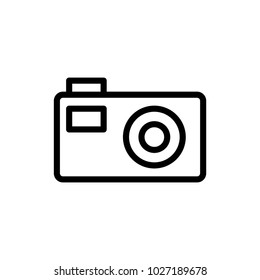 Camera flat icon. Single high quality outline symbol of info for web design or mobile app. Thin line signs of chat for design logo, visit card, etc. Outline logo of video.