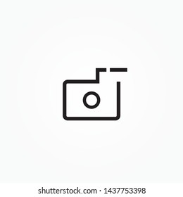 Camera flat icon. Single high quality outline symbol of info for web design or mobile app. Thin line signs of chat for design logo, visit card, etc. Outline logo of video.  delete image icon