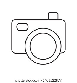 Camera flat icon. Single high quality outline symbol of info for web design or mobile app. Thin line signs of chat for design logo, visit card, etc. Outline logo of video.